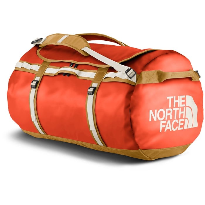 orange north face duffel bag