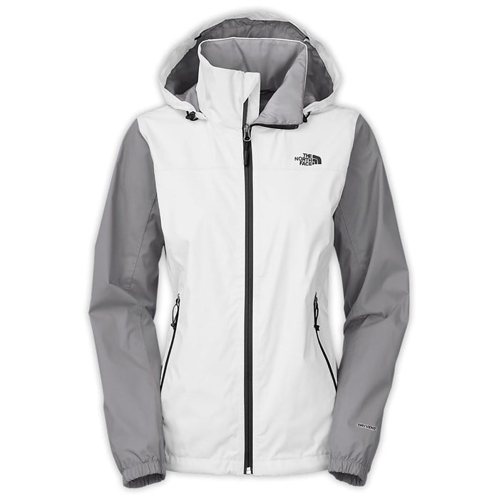 north face white and grey jacket