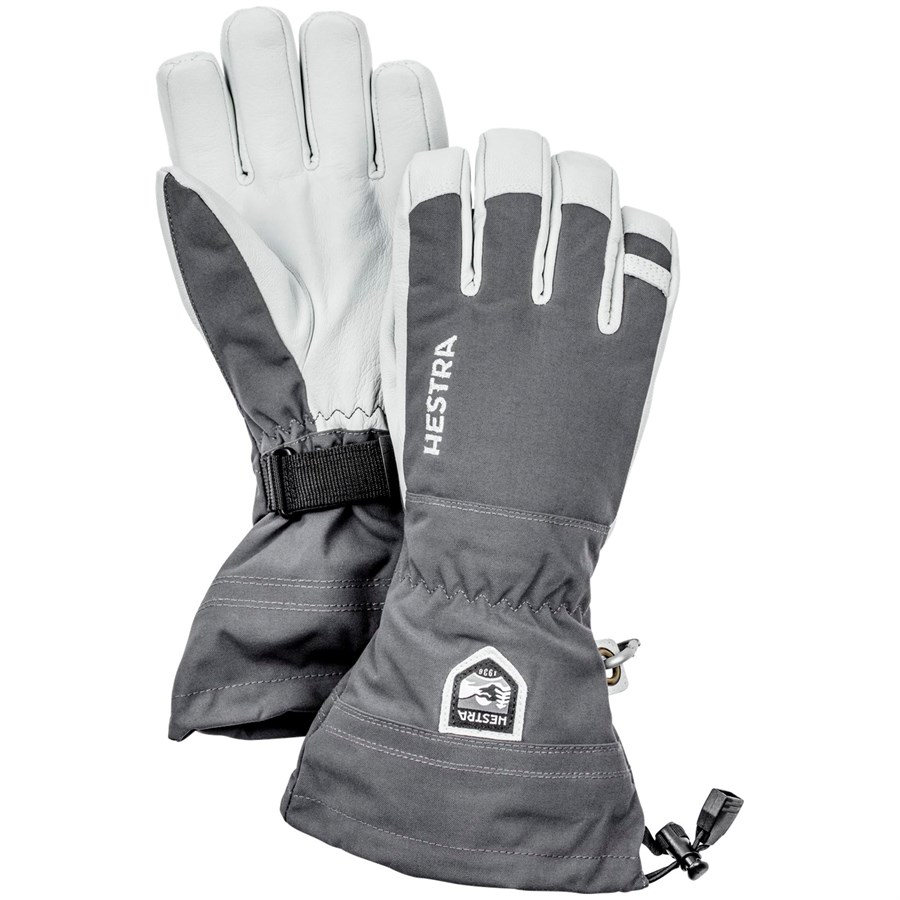 2022 Men's Hestra Army Leather Heli  5 Finger Ski Gloves Size 10 Grey 30570 