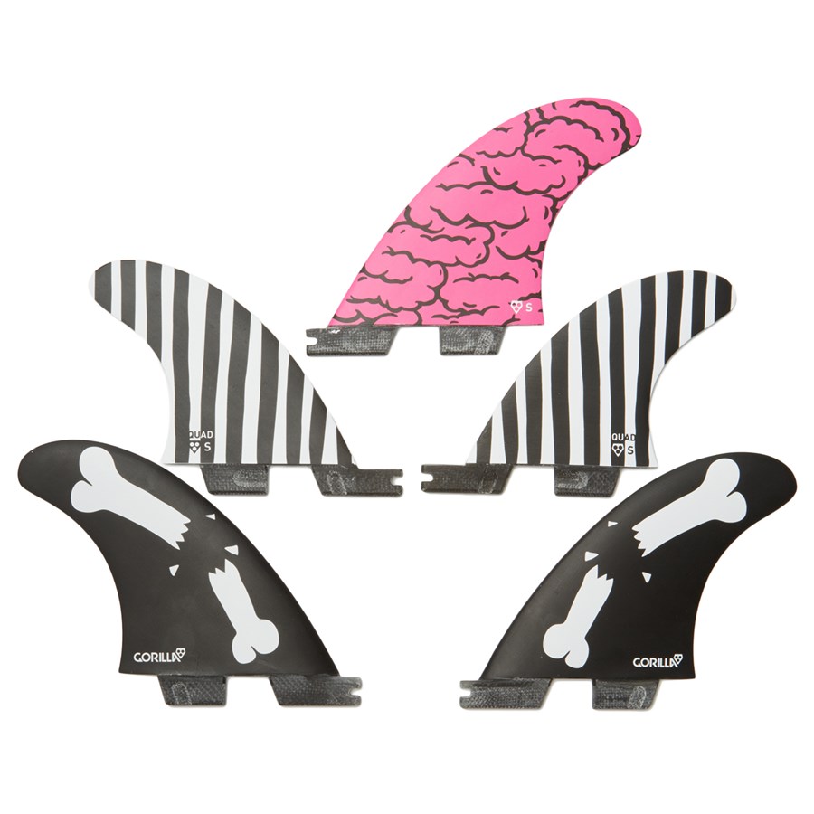 Gorilla Grip x FCS II Brains Bones Bars Small Tri-Quad Fin Set | evo