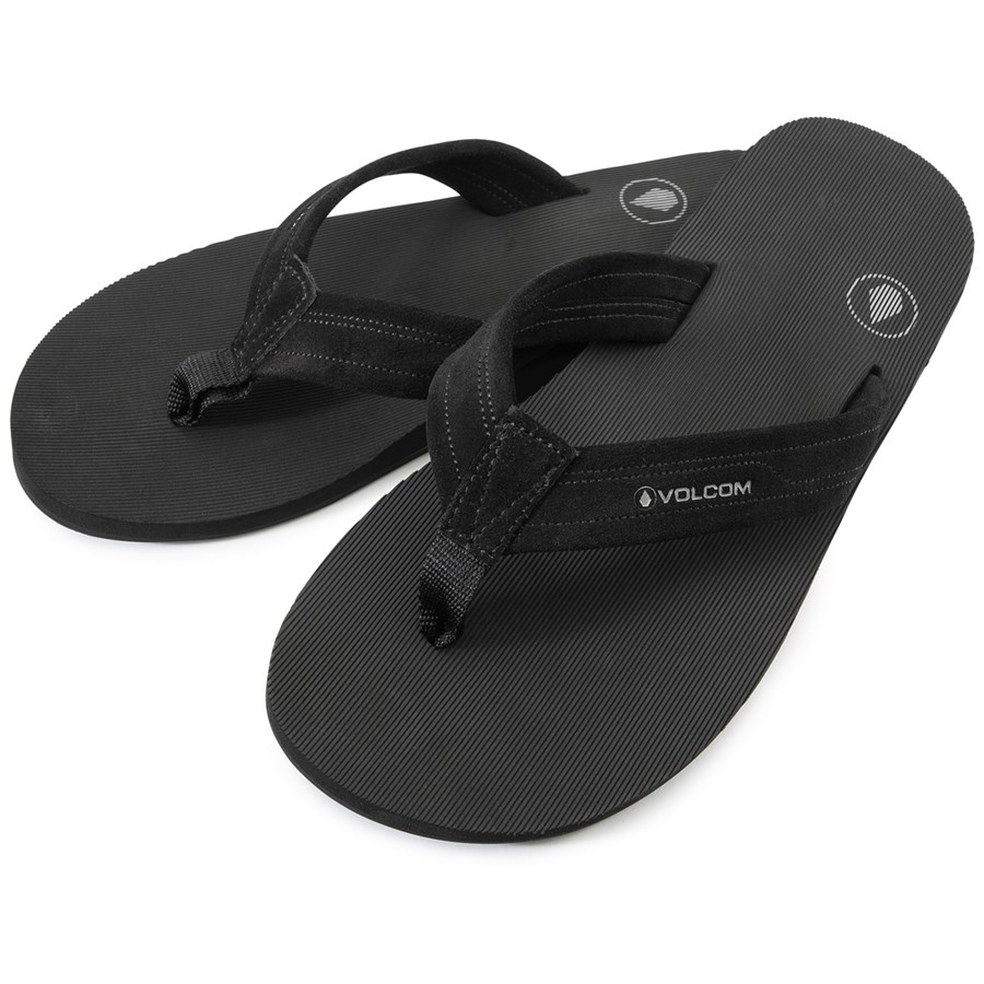 Volcom Mens Driftin Suede Strap Leather Flip Flop Sandal