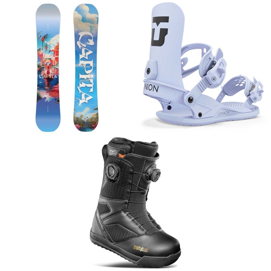 evo CAPiTA Space Metal Fantasy Snowboard + Union Legacy Snowboard Bindings + thirtytwo STW Double Boa Snowboard Boots - Women's 2025