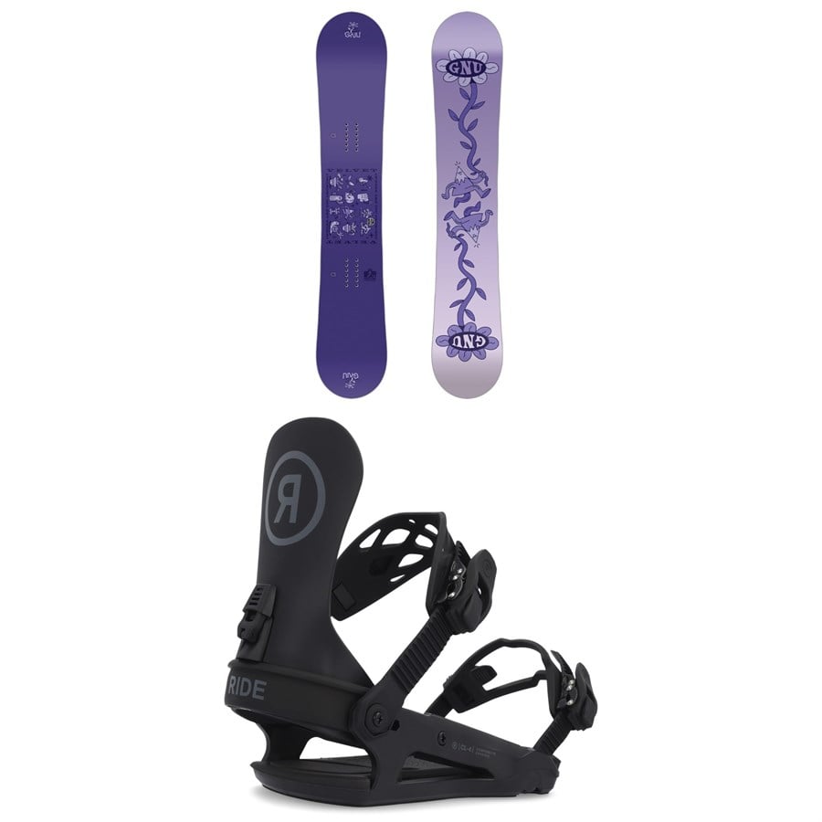 evo GNU Asym Velvet C2 Snowboard + Ride CL-4 Snowboard Bindings - Women's 2025