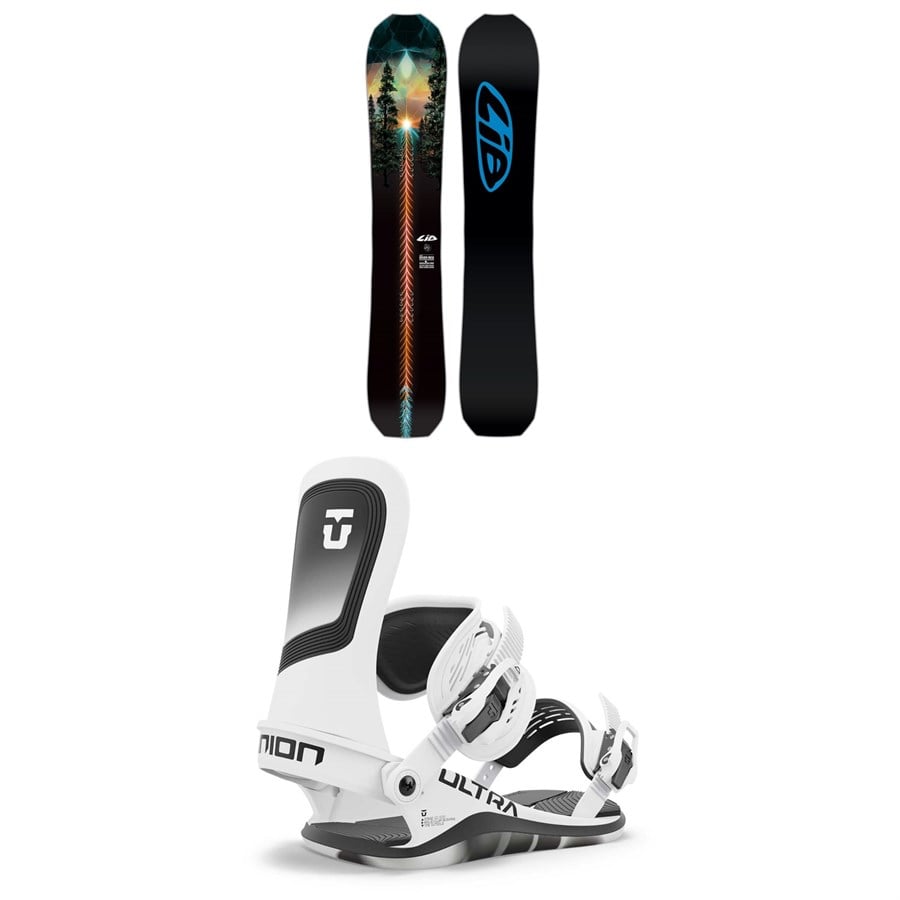 evo Lib Tech T. Rice Golden Orca Snowboard + Union Ultra Snowboard Bindings 2025