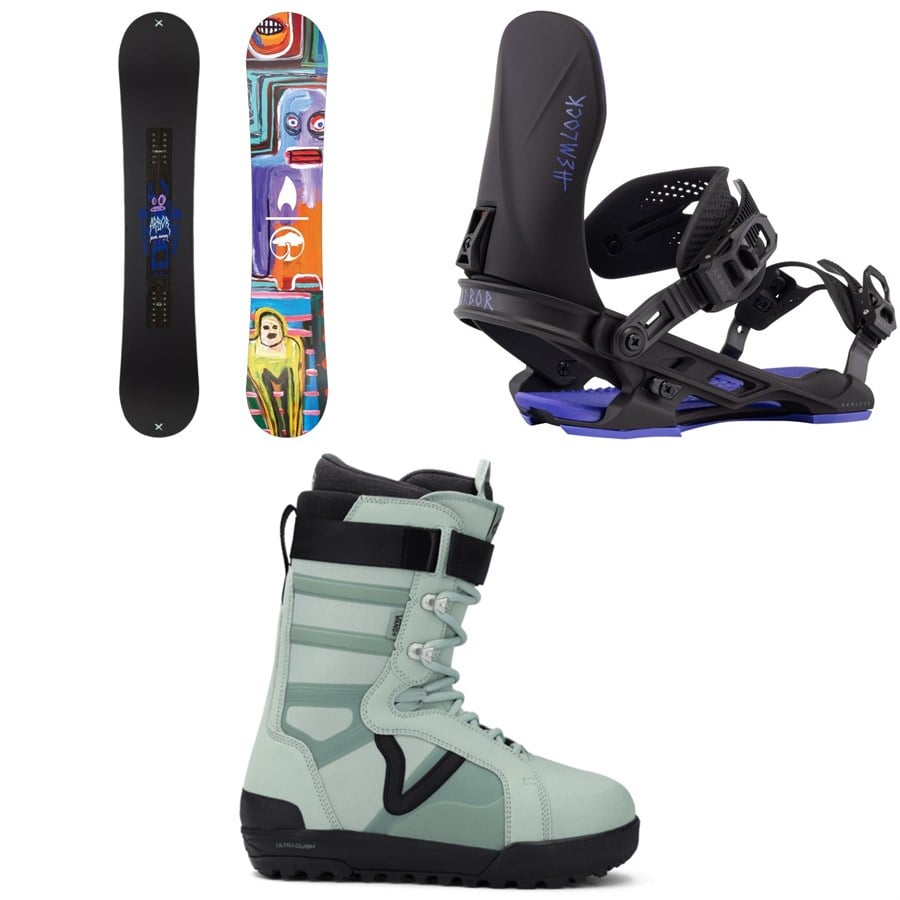 evo Arbor Swoon Decon Snowboard + Acacia Snowboard Bindings + Vans