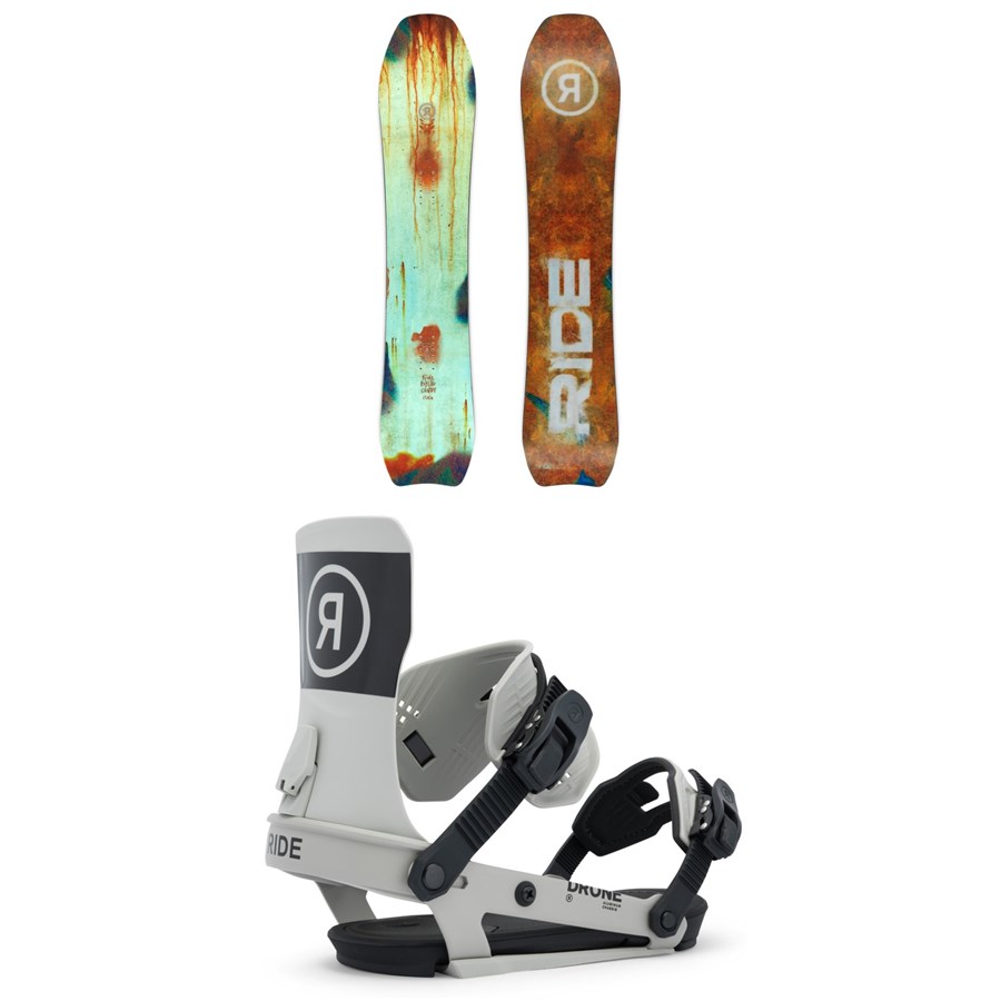 evo Ride Psychocandy Snowboard + Drone Snowboard Bindings 2026