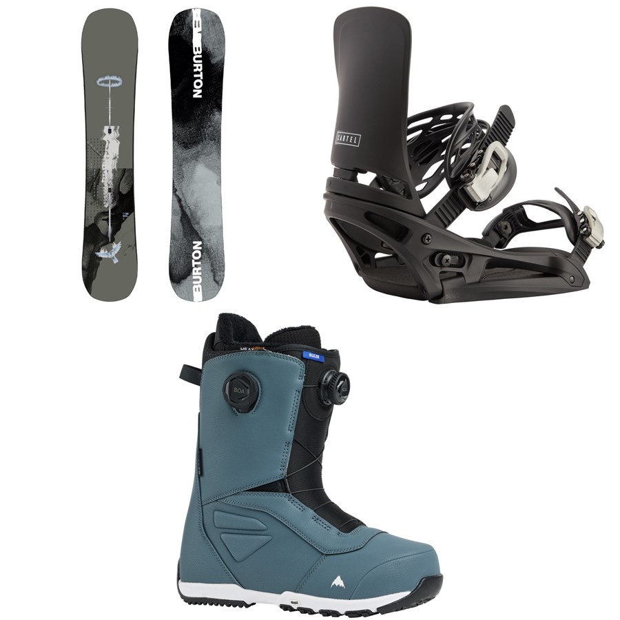 evo Burton Instigator PurePop Camber Snowboard + Cartel EST