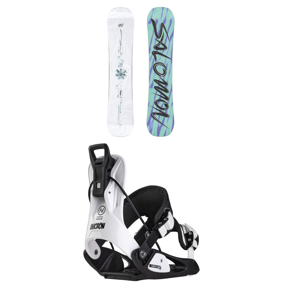 evo Salomon Oh Yeah Grom Snowboard + Flow Micron Snowboard