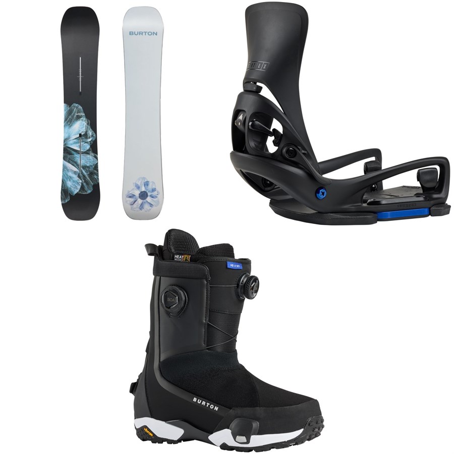 evo Burton Process Flying V Snowboard + Step on Cartel X EST