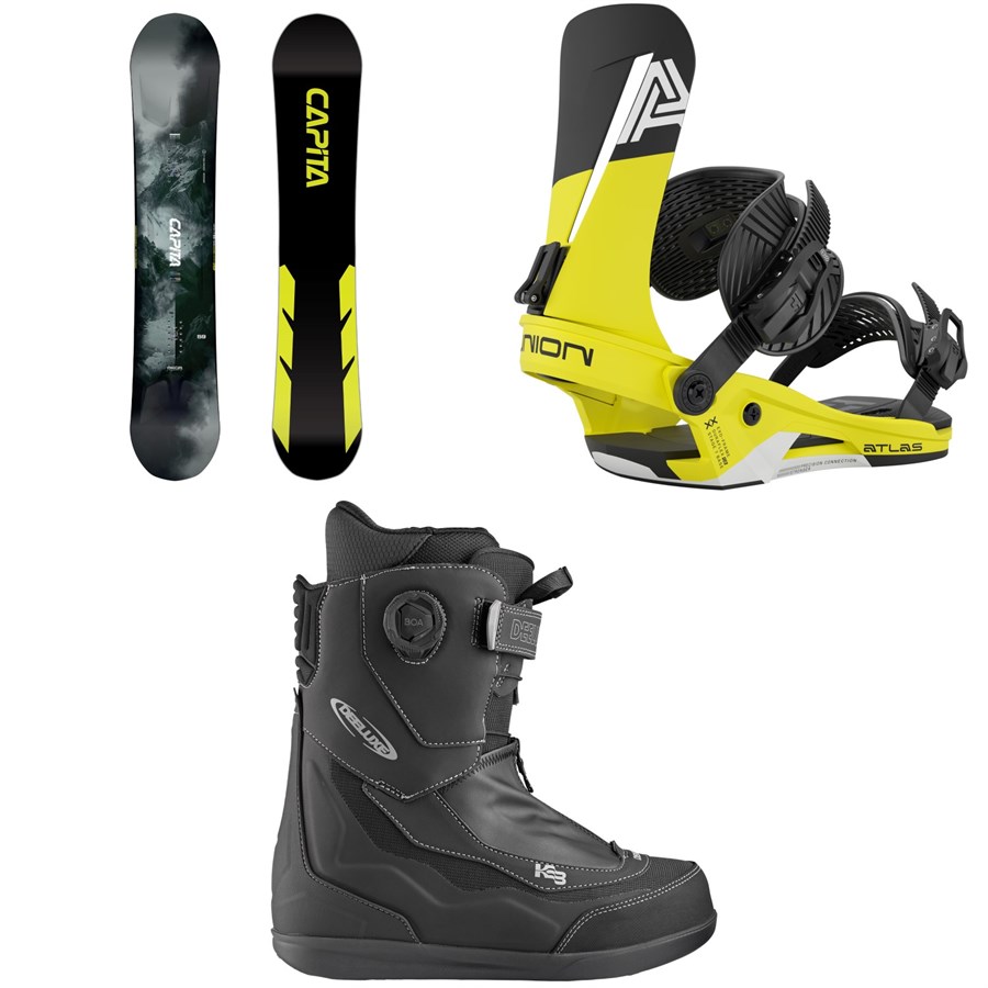 evo CAPiTA Mega Mercury Snowboard + Union Atlas Snowboard Bindings