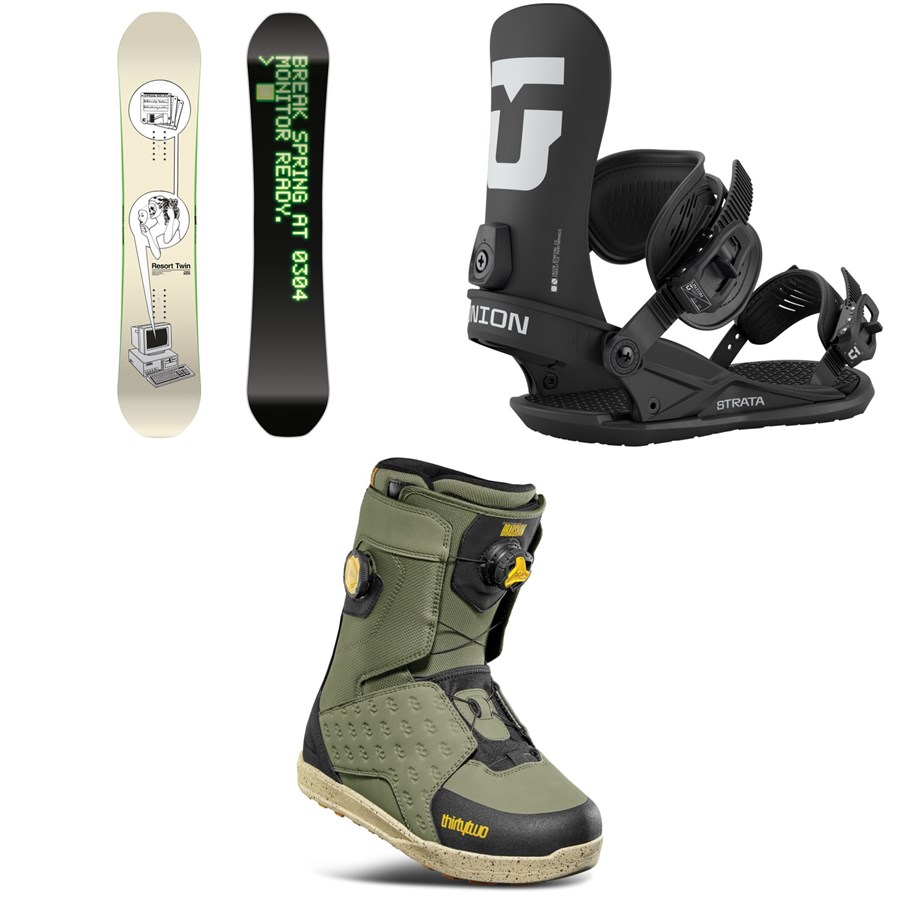 evo CAPiTA Spring Break Resort Twin Snowboard + Union Strata