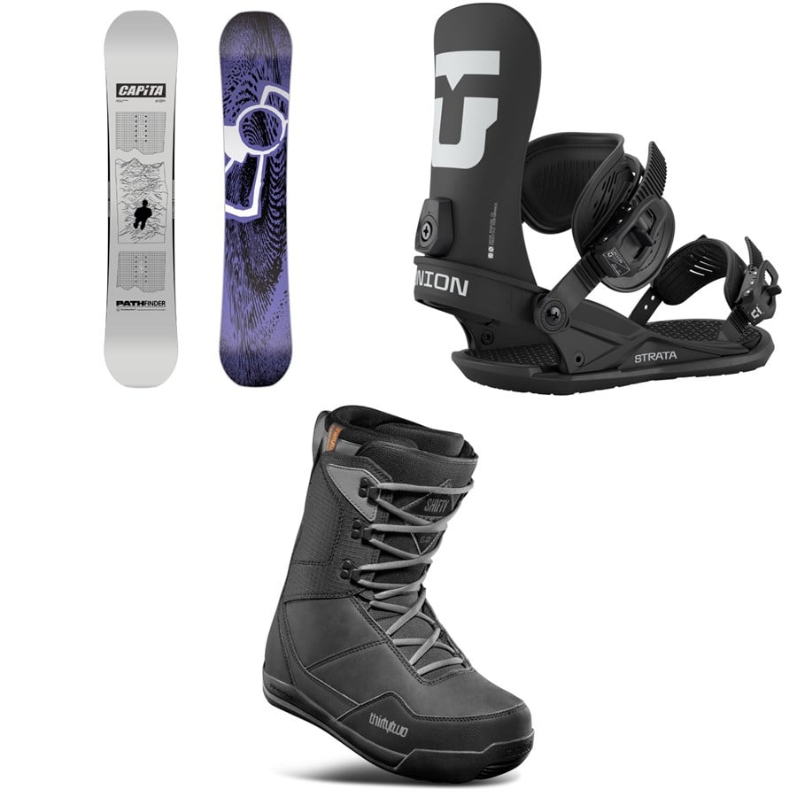 evo CAPiTA Pathfinder Snowboard + Union Strata Snowboard Bindings
