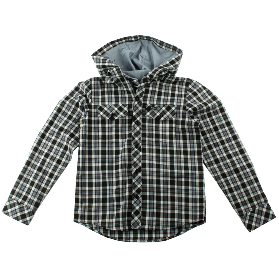 RVCA Radio Drop Hooded Button-Down Shirt (Ages 8-14) - Boy's | evo outlet