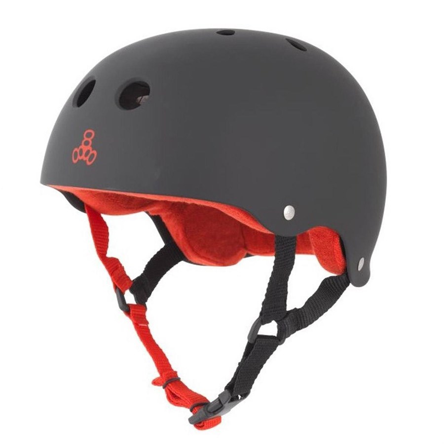 Triple Eight Sweatsaver Liner Skateboarding Helmet All Black Rubber Medium
