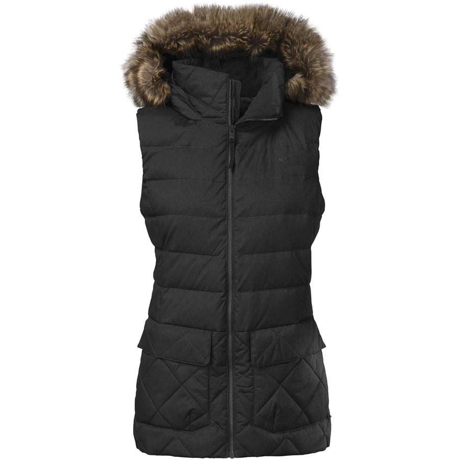 north face vest with fur hood