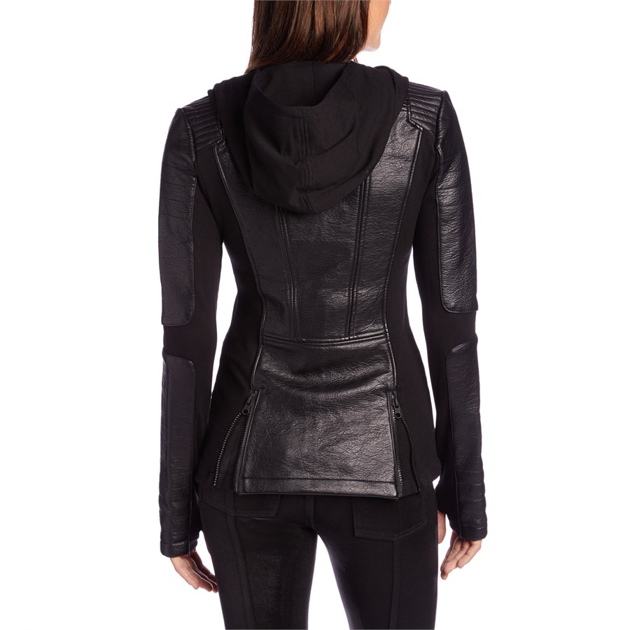 Blanc Noir Asymmetric Hooded Moto Jacket Women s evo