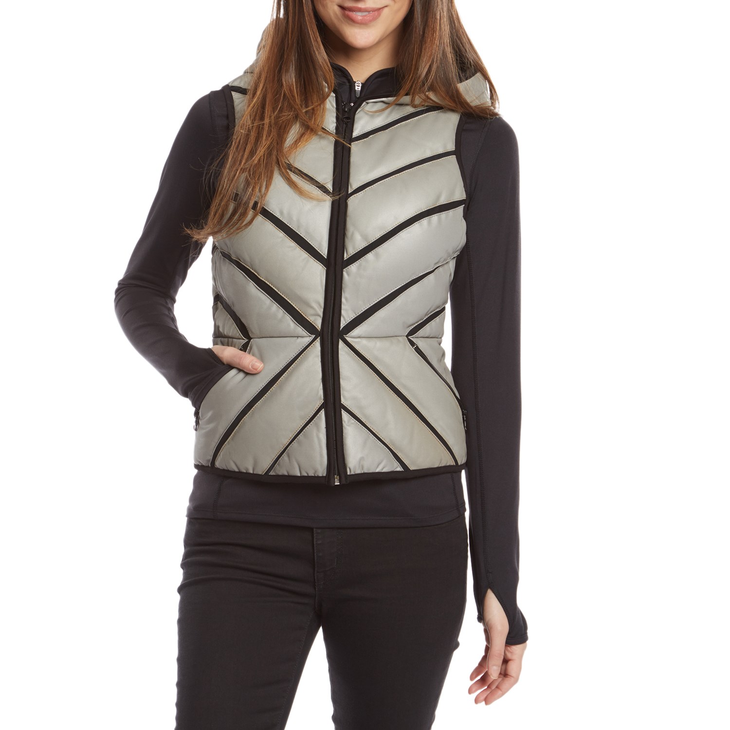 Blanc Noir Mesh Inset Reflective Puffer Vest Women s evo