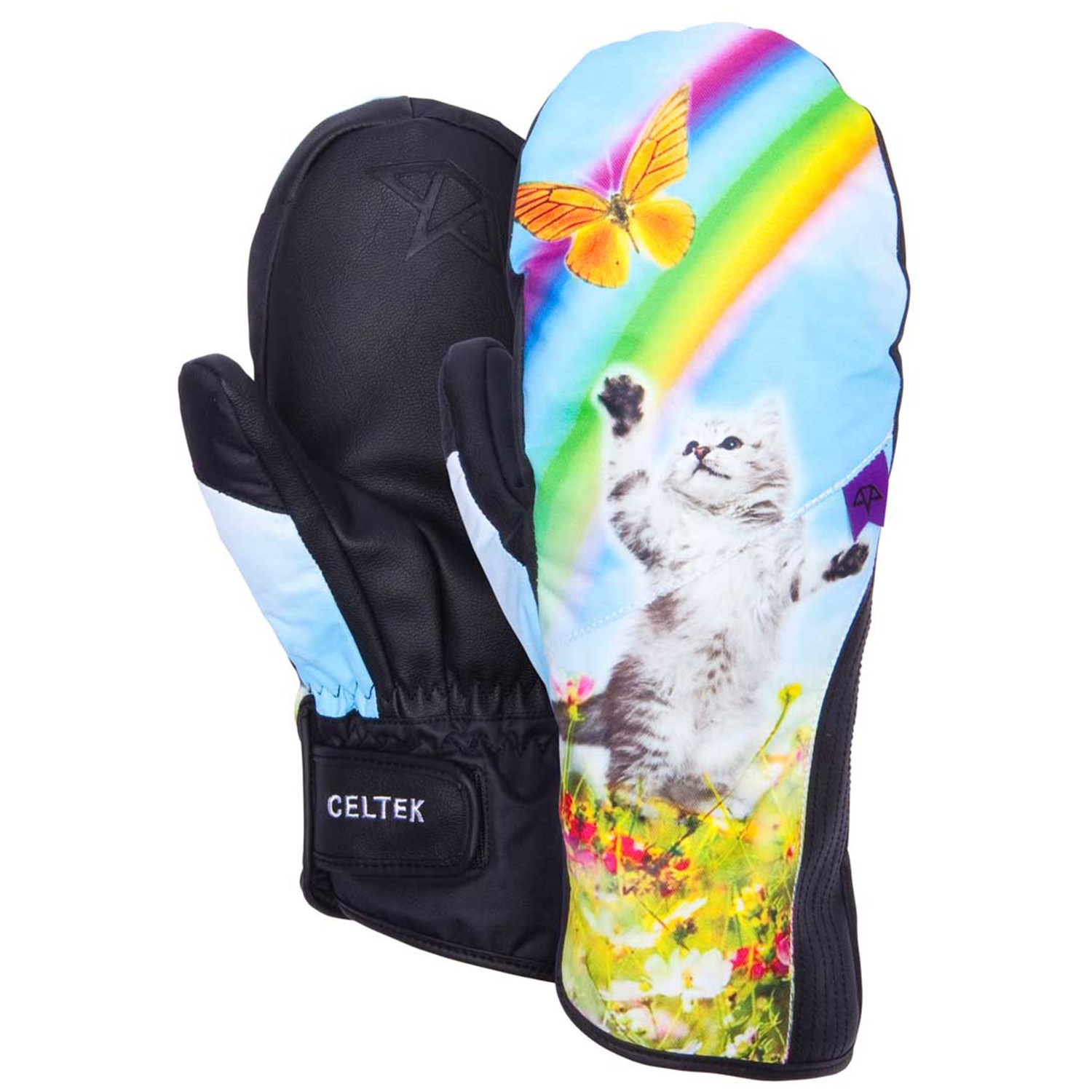 cat snowboard mittens