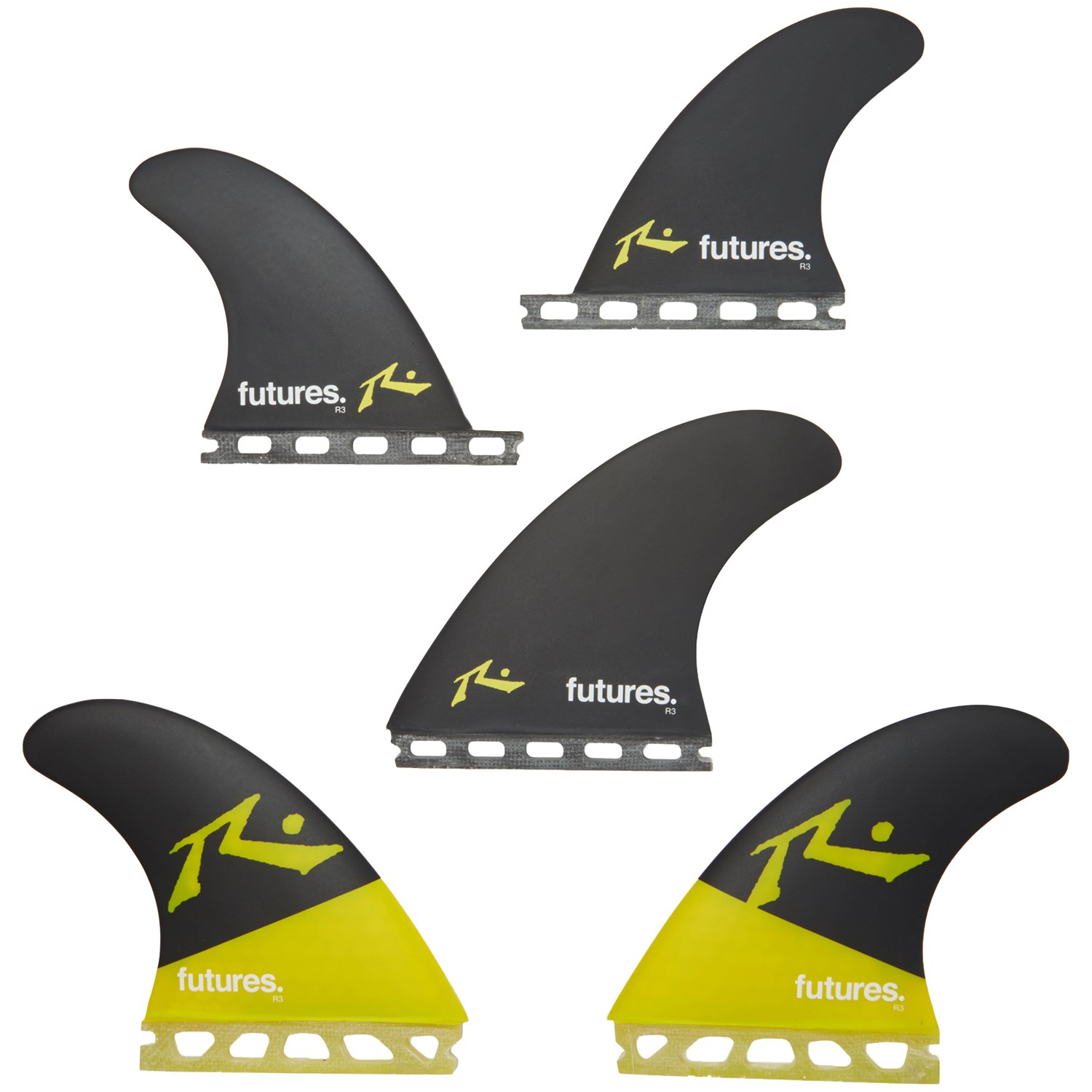 Futures 5 fin sets Surfboard surf fins Honeycomb surfing Yellow 