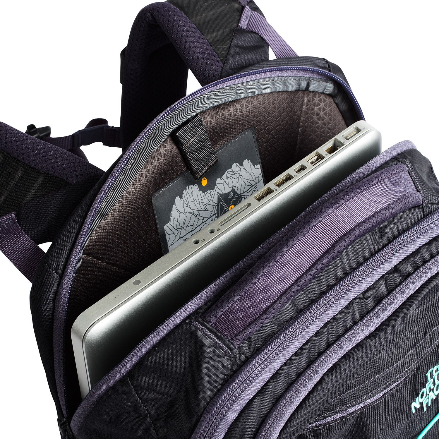 blue and gray north face backpack