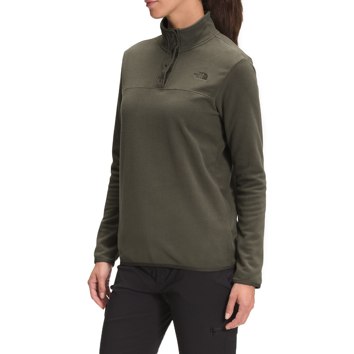 The North Face Women's TKA Glacier Snap-Neck Pullover, New Taupe Green, 3XL