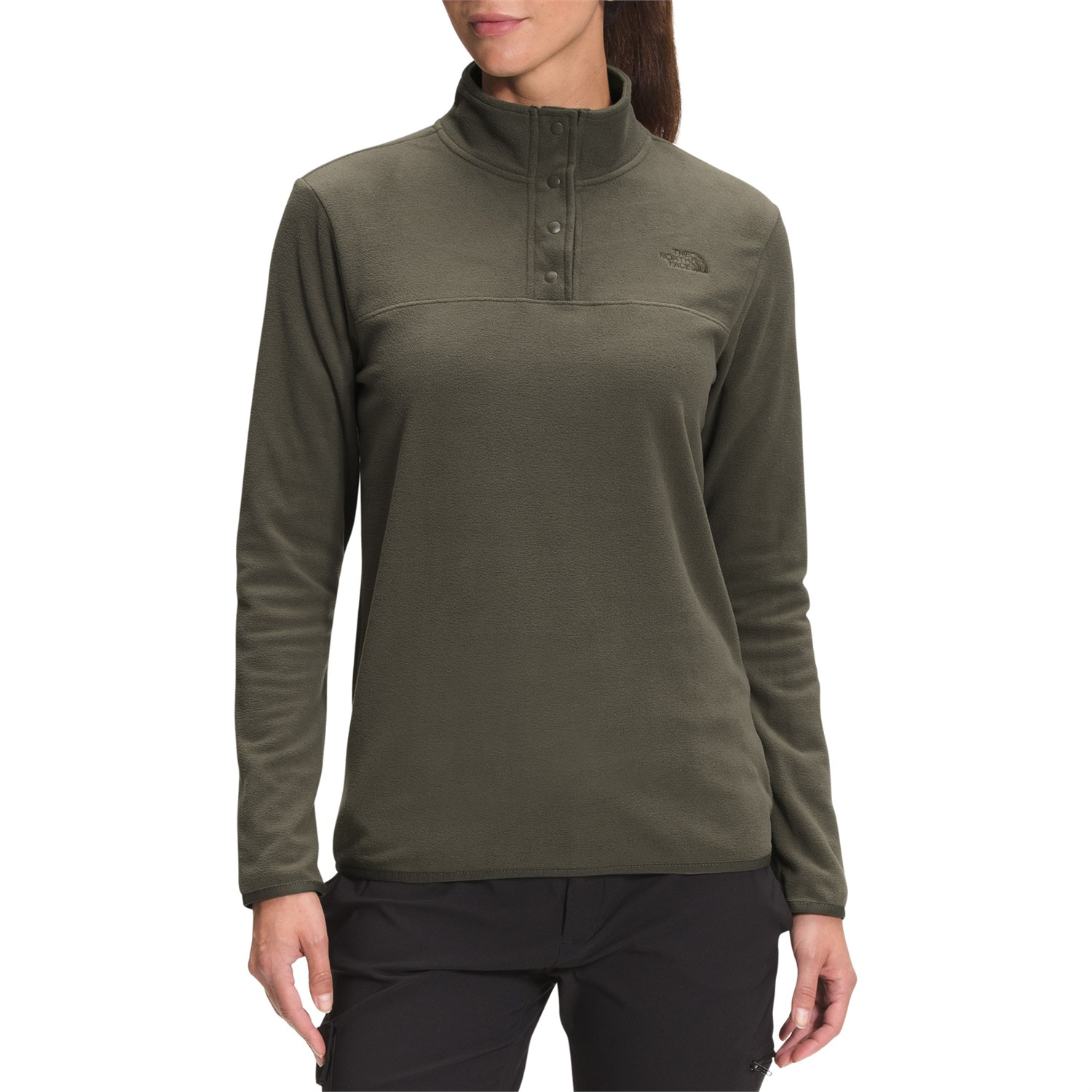 The North Face Women's TKA Glacier Snap-Neck Pullover, New Taupe Green, 3XL