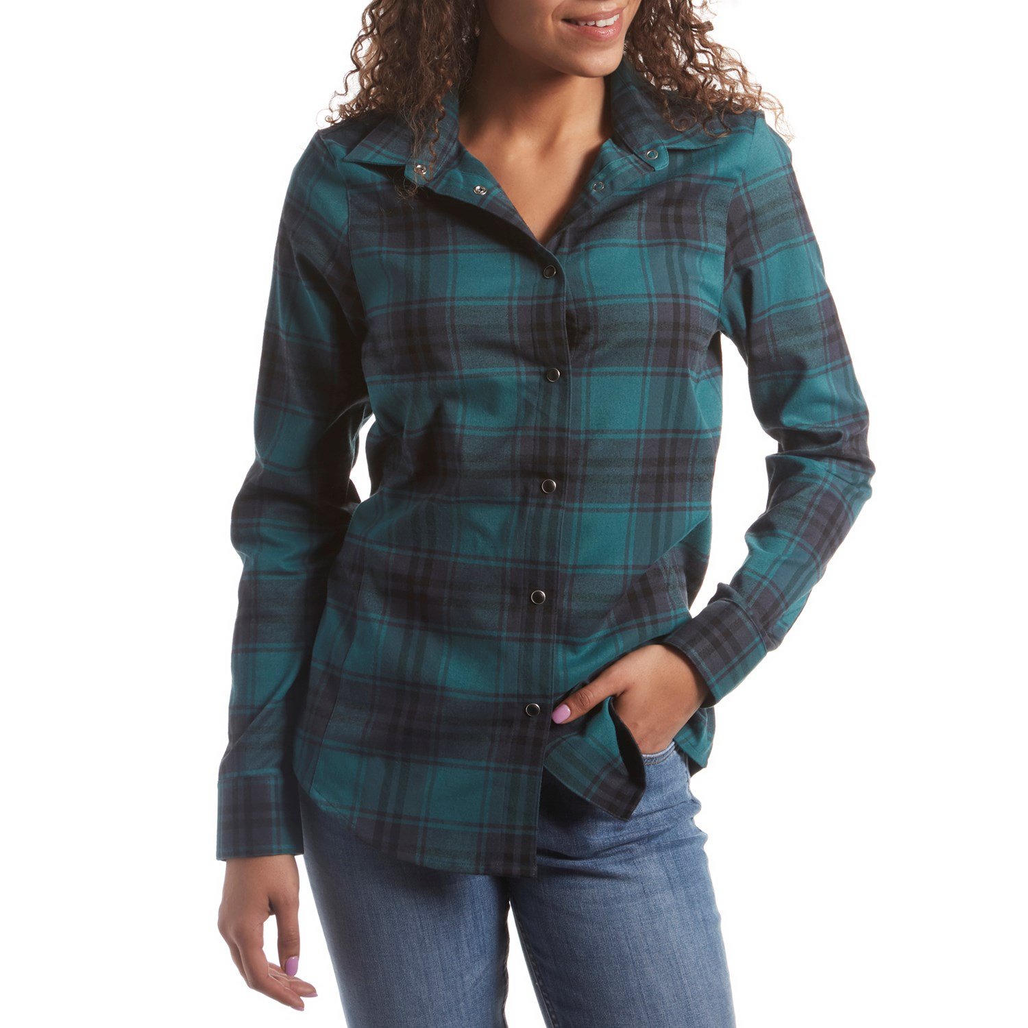 Flylow Brigitte Tech Flannel - Women's Medium / Pine/seaglass