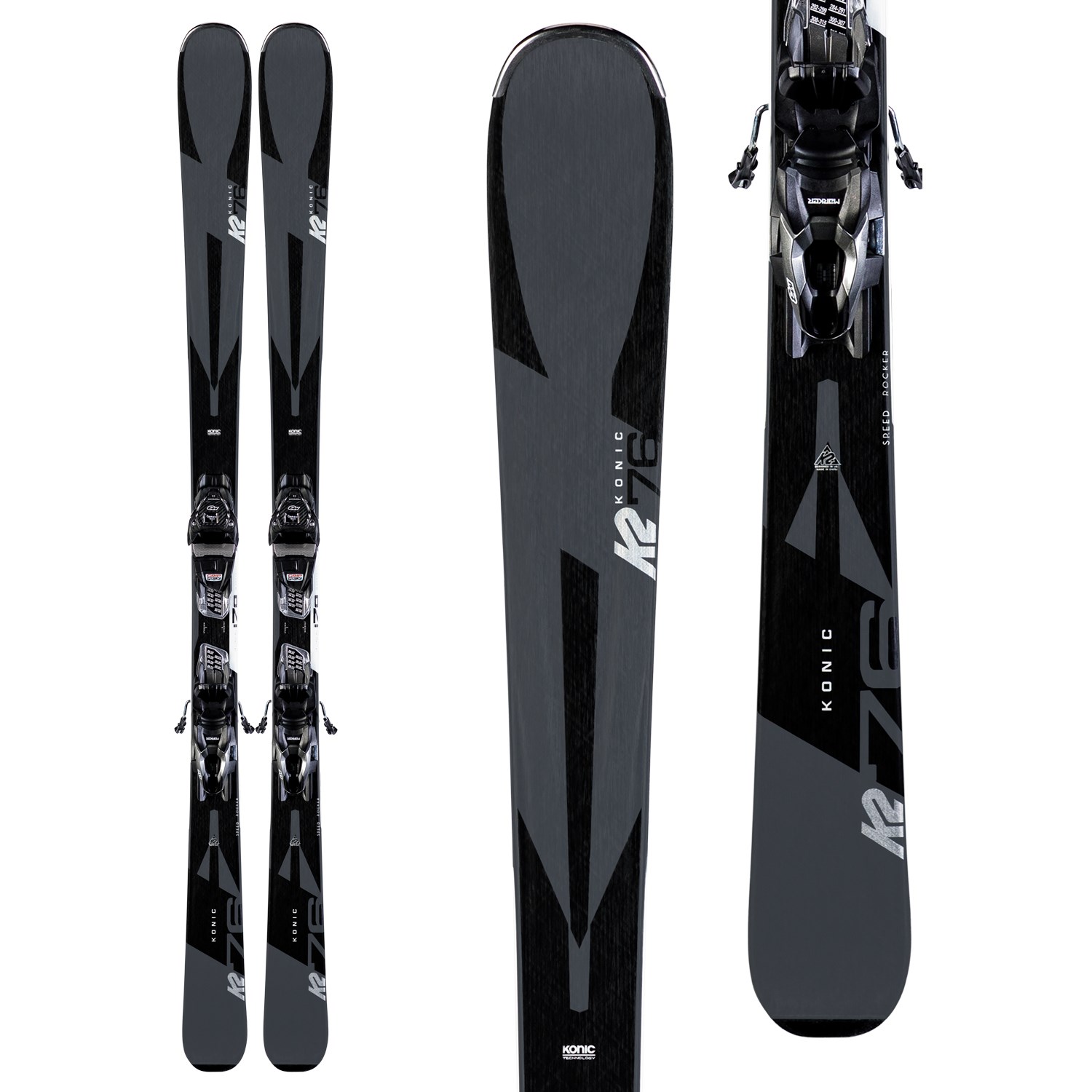 K2 Konic 76 Skis + M3 10 Compact Quikclik Bindings 2020 | evo