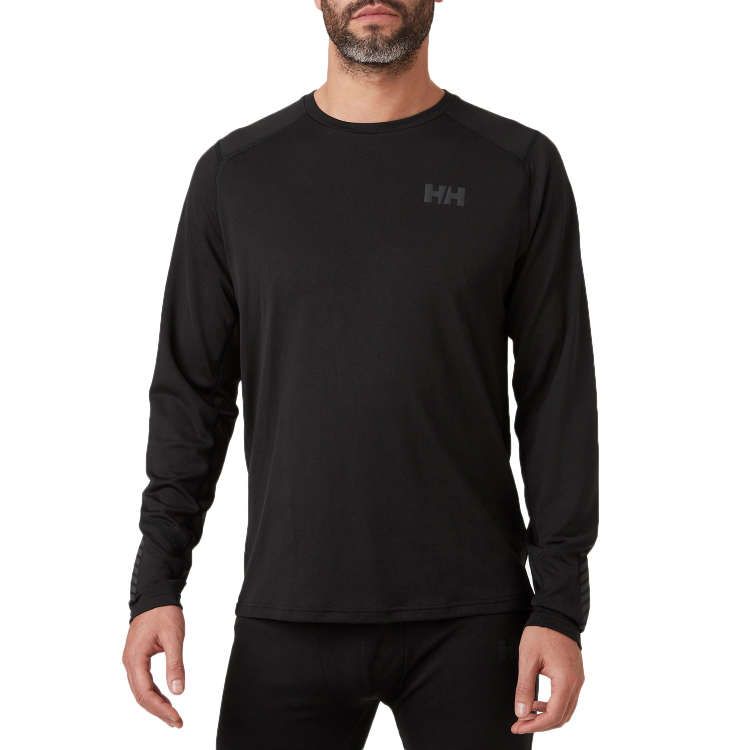 Helly Hansen Mens Lifa Active Crew Top Black Sports Running Outdoors Breathable 