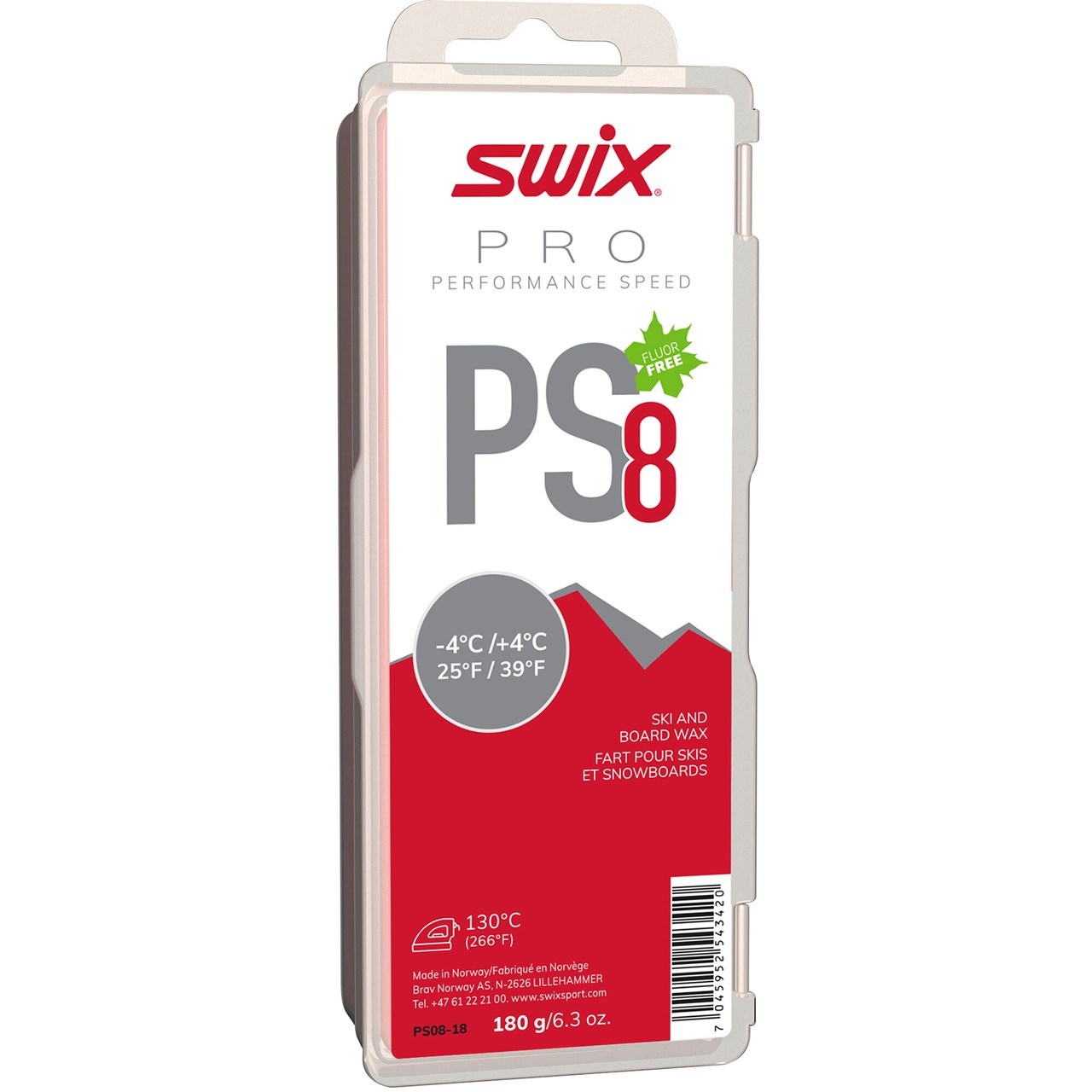 SWIX PS8 Red -4°C/4°C 180g Wax | evo Canada