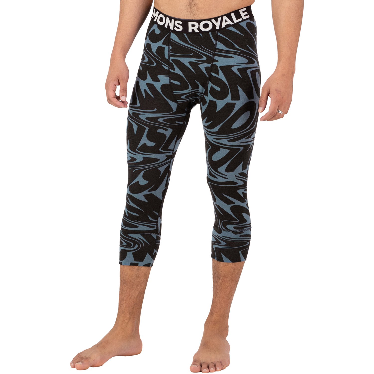 Legging Homme Mons Royale Cascade Merino Flex 200 3/4 - Olive Foncé - Neuf