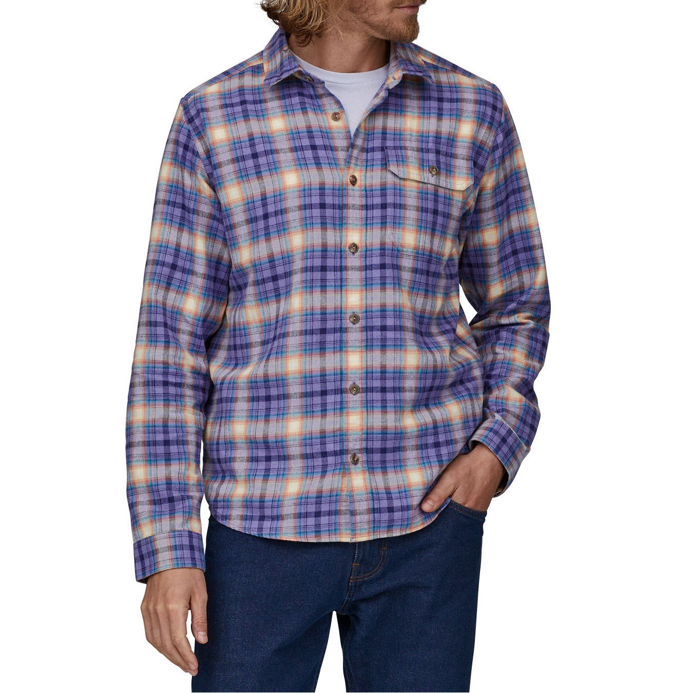 Patagonia Men's Long-sleeved Cotton in Conversion Lightweight Fjord Flannel Shirt Avant: Nouveau Green / M