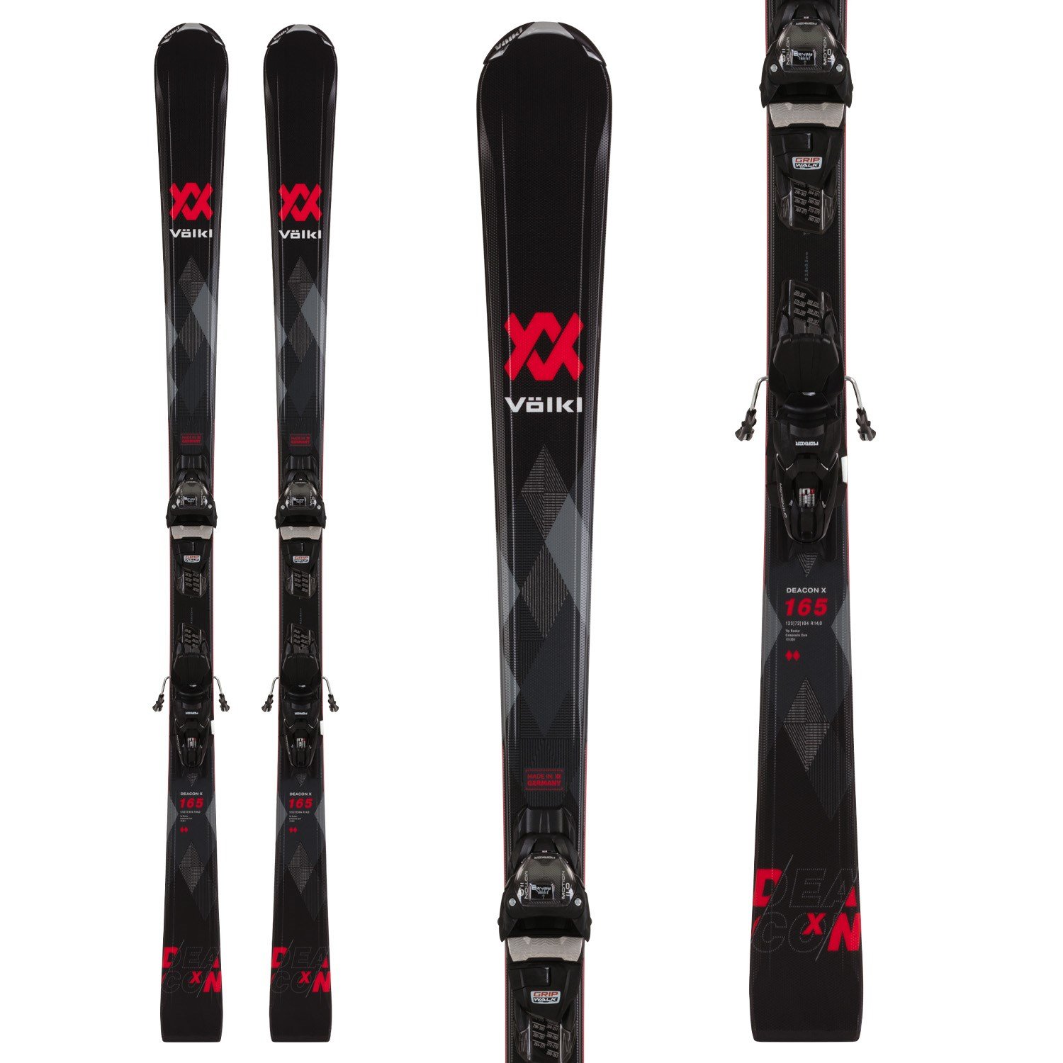 2024 フォルクル DEACON X 165 GRIPWALK スキー板 黒 Völkl Deacon X Skis + Bindings -2024 | OutdoorSports.com