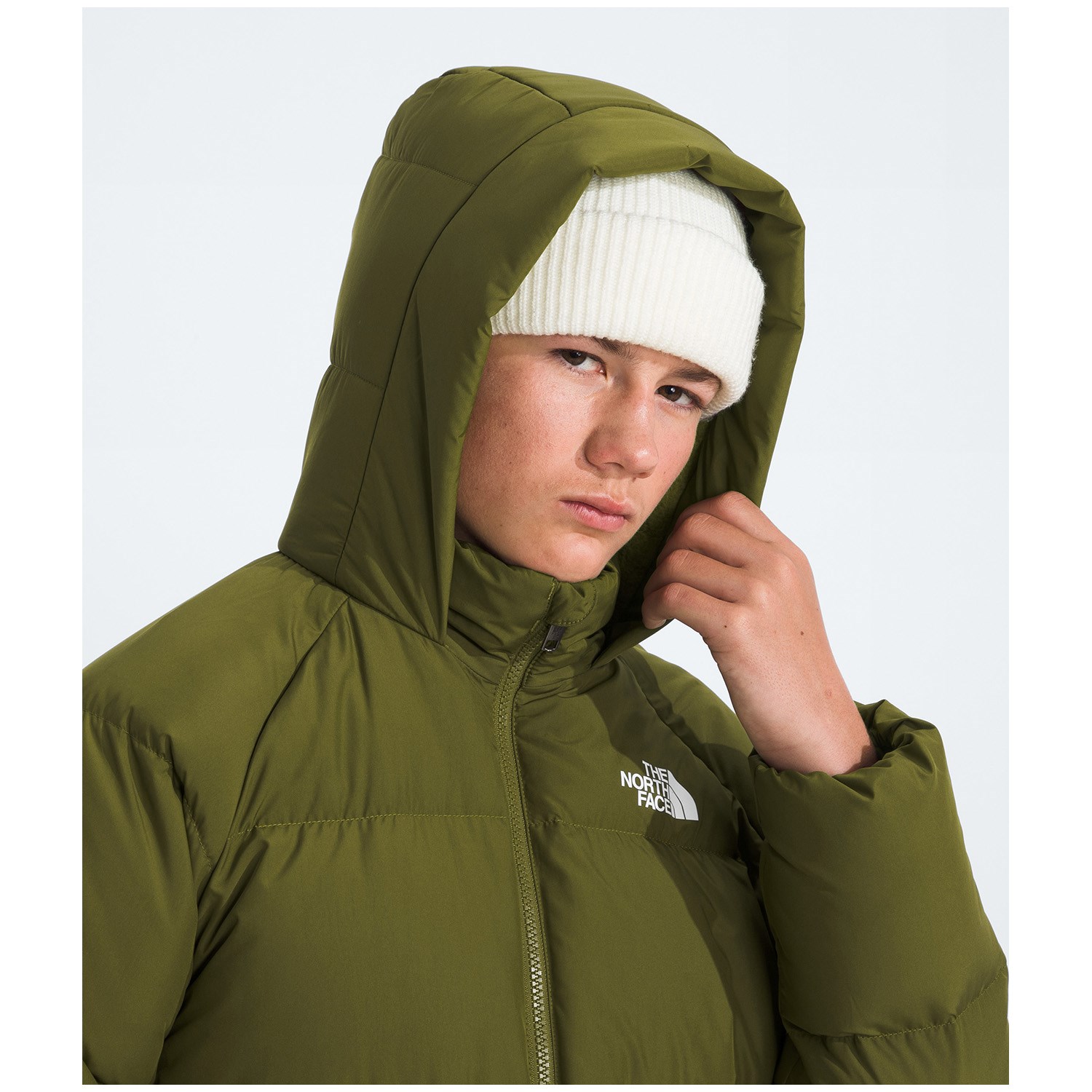 The North Face jacket green size small front zip store with two zip pockets fleece lin