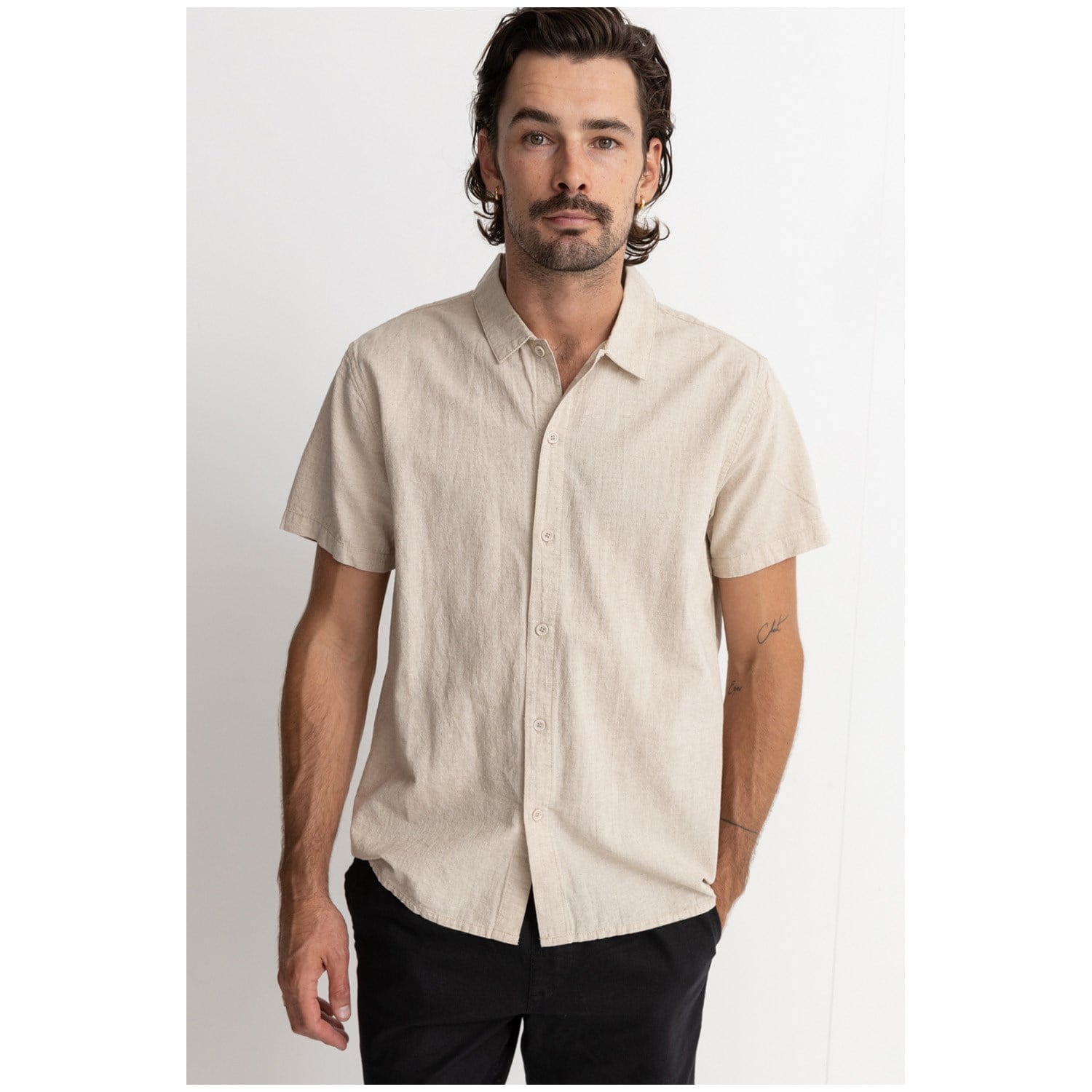 Classic Linen Short Sleeve Shirt Sand, S