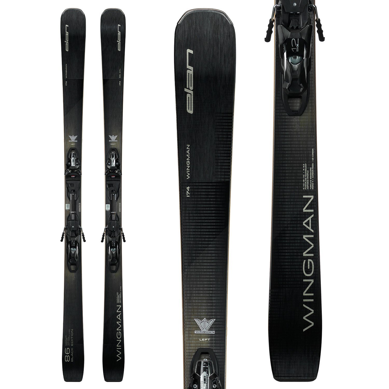 Elan Wingman 86 Black Edition Skis + EMX 12.0 GW Bindings 2026 | evo