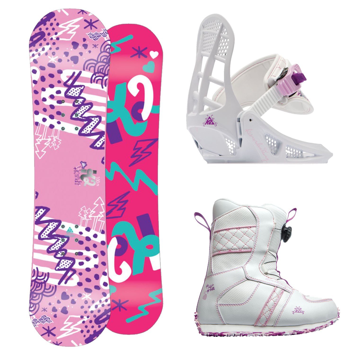 K2 Grom Pack Complete Jr. Snowboard Package Li'l Kandi Rocker