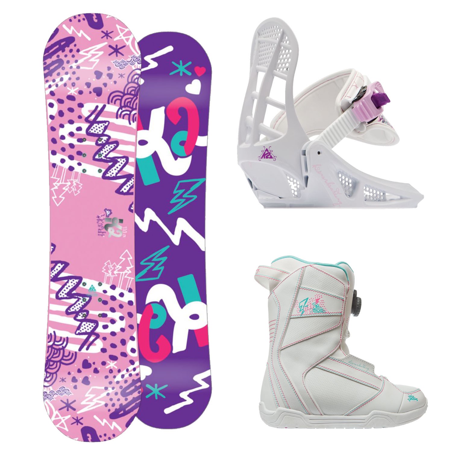 K2 Grom Pack Complete Jr. Snowboard Package Li'l Kandi Rocker