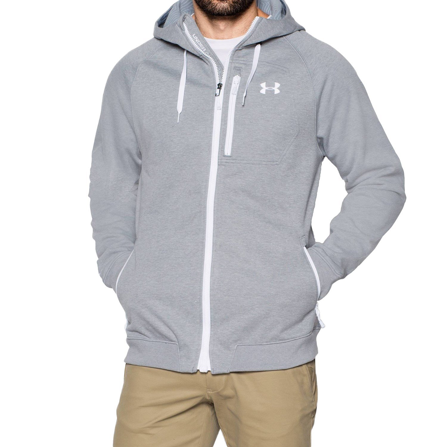Under Armour ColdGear Hoodie Sweatshirt Pullover Mens Size Small  Silver/Gray NWT